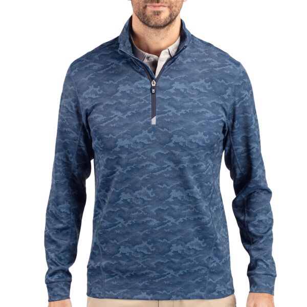 Cutter & Buck Traverse Camo Print Stretch Quarter Zip Mens Big and Tall Pullover Thumbnail