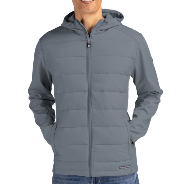 Cutter & Buck Evoke Hybrid Eco Softshell Recycled Full Zip Mens Big & Tall Hooded Jacket Thumbnail