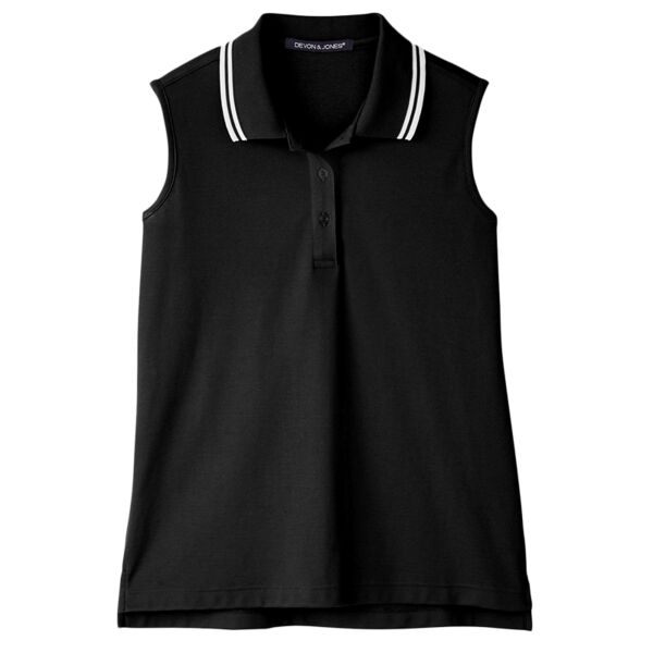 Ladies' CrownLux Performance™ Plaited Tipped Sleeveless Polo Thumbnail