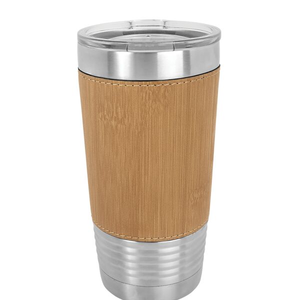 Bamboo Wrapped Tumbler with Clear Lid Thumbnail